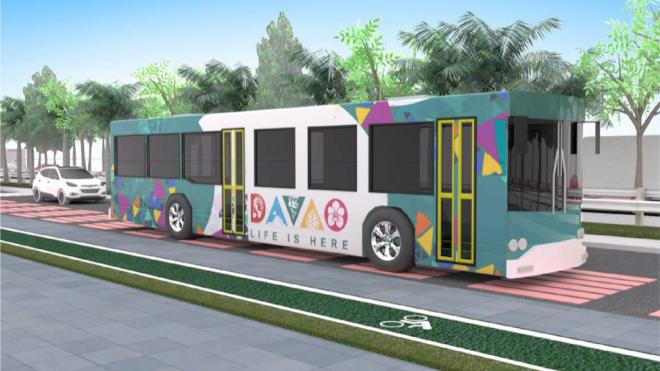 A rendering of an electric bus to be fielded in Davao in Mindanao.