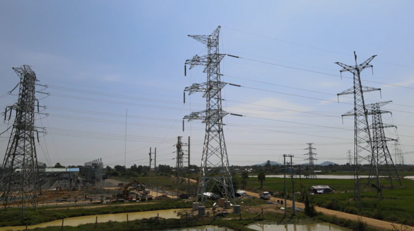A view of transmission towers in Cambodia.