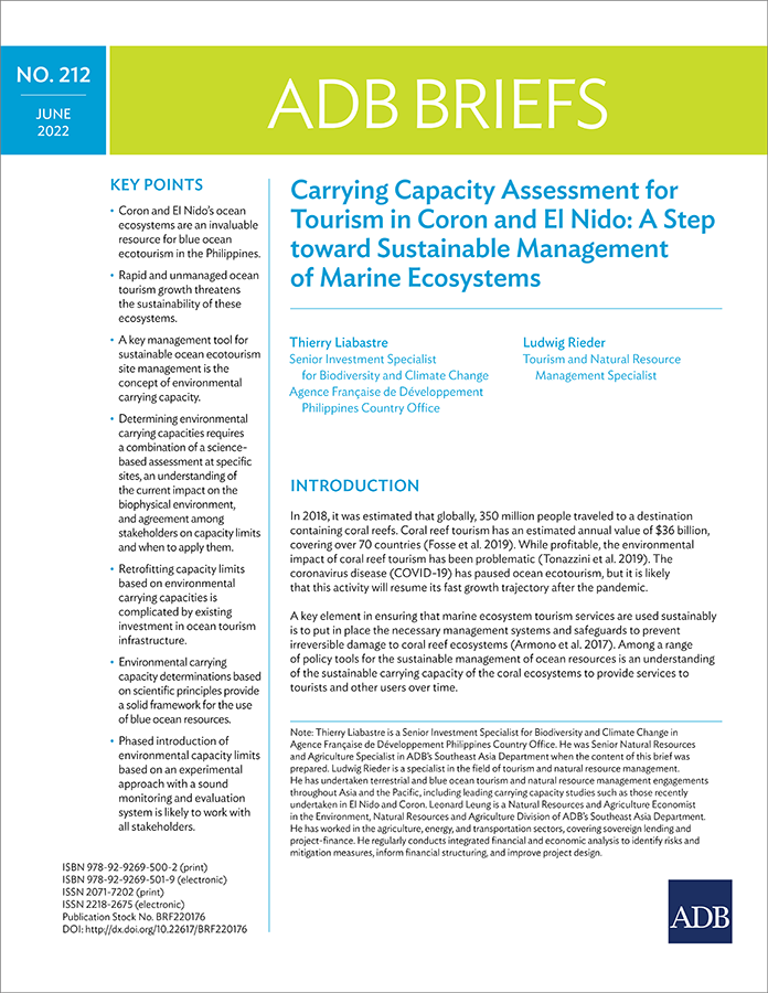 Carrying Capacity Assessment for Tourism in Coron and El Nido: A Step toward Sustainable Management of Marine Ecosystems