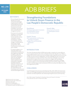 Strengthening Foundations to Unlock Green Finance in the Lao People’s Democratic Republic