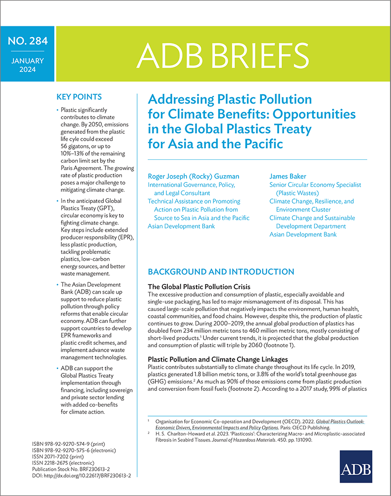 Addressing Plastic Pollution for Climate Benefits: Opportunities in the Global Plastics Treaty for Asia and the Pacific