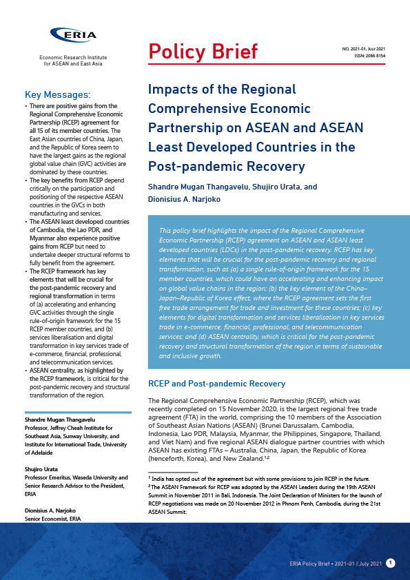 Impacts of the RCEP on ASEAN and ASEAN Least Developed Countries in the Post-pandemic Recovery cover