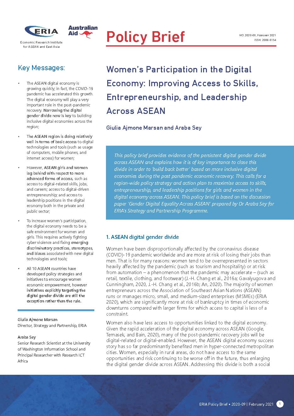 Women’s Participation in the Digital Economy: Improving Access to Skills, Entrepreneurship, and Leadership Across ASEAN cover photo.