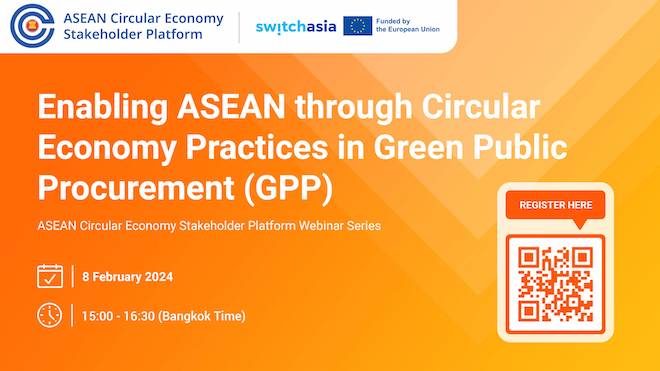 Enabling ASEAN through Circular Economy Practices in Green Public Procurement (GPP) event banner.