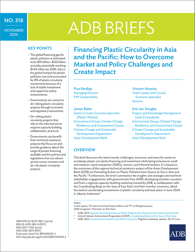 Financing Plastic Circularity in Asia and the Pacific: How to Overcome Market and Policy Challenges and Create Impact cover