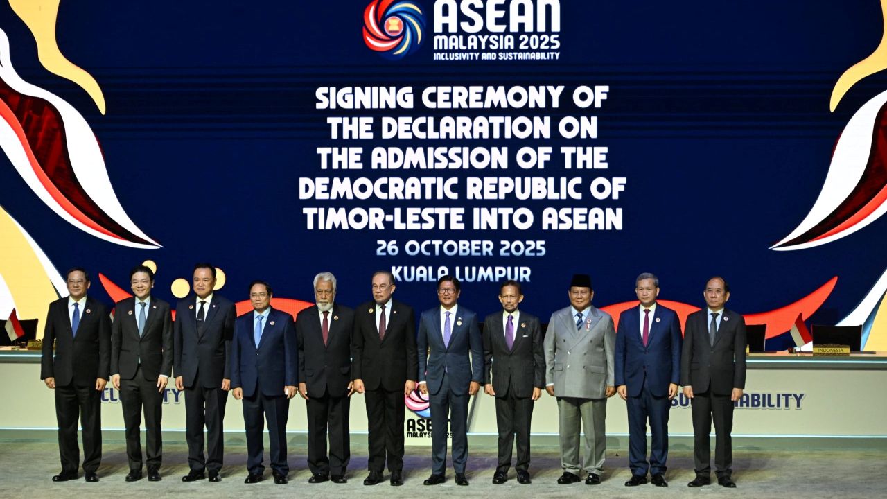 The signing of the Declaration on the Admission of Timor-Leste into ASEAN took place at the opening ceremony of the 47th ASEAN Summits and Related Summits on 26 October 2025 in Kuala Lumpur, Malaysia. Photo credit: ASEAN Secretariat.