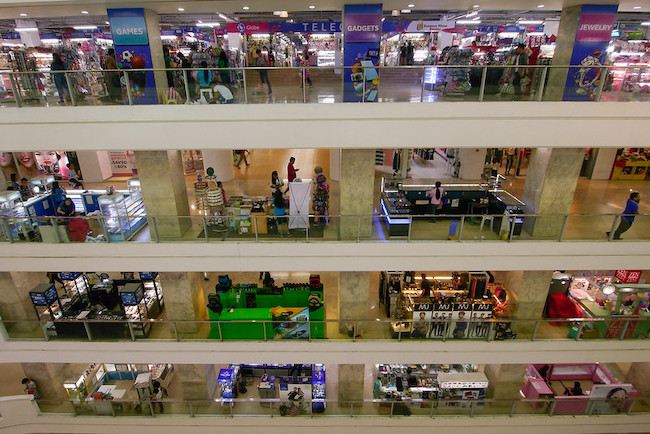 A view of retail shops in a mall in the Philippines.