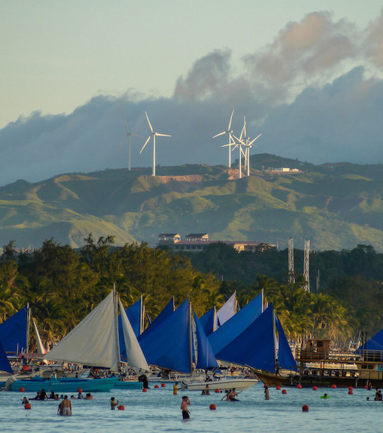 A view of a wind farm in the Philippines.