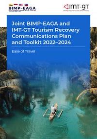 Joint BIMP‑EAGA and IMT-GT Tourism Recovery Communications Plan and Toolkit 2022–2024 cover.