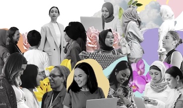 An illustration of the many faces of Indonesia's women entrepreneurs.