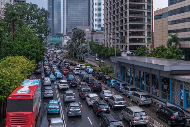 A congested road in Indonesia.