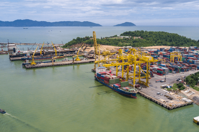 A view of a container port.