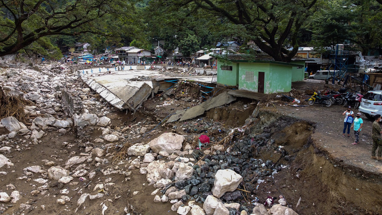 A typhoon-ravaged area in the Philippines. 