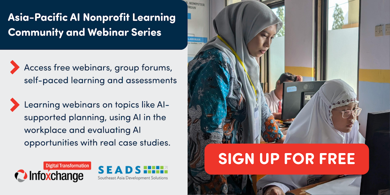 Artificial Intelligence Nonprofit Community and Webinar Series banner.