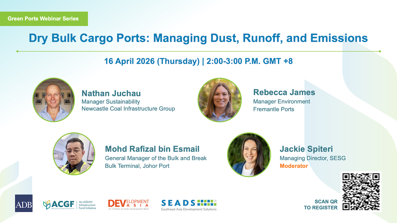Dry Bulk Cargo Ports: Managing Dust, Runoff, and Emissions event banner.
