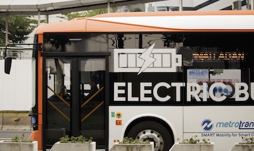 A view of an electric bus.