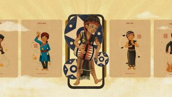 Viet Nam's diverse ethnic clothing is depicted in an AR book. Photo credit: Courtesy of Đồng Bào Việt Phục