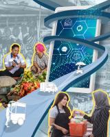 Indonesia's MSME sector consists of more than 64 million enterprises and is seen as the economy's backbone. Illustration credit: UN Global Pulse/Swastika Exodian.