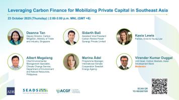 Leveraging Carbon Finance for Mobilizing Private Capital in Southeast Asia event page.