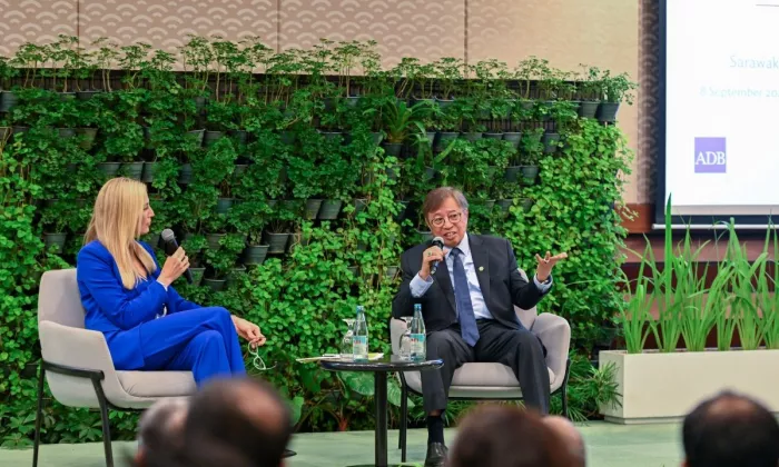 Datuk Patinggi Tan Sri Abang Johari Tun Openg, the Premier of Sarawak, outlined Sarawak's ambitious initiatives in energy, digitalization, transport, tourism, and human capital development during a fireside chat moderated by Susann Roth, advisor to the ADB Secretary and head of the Information Access Unit.