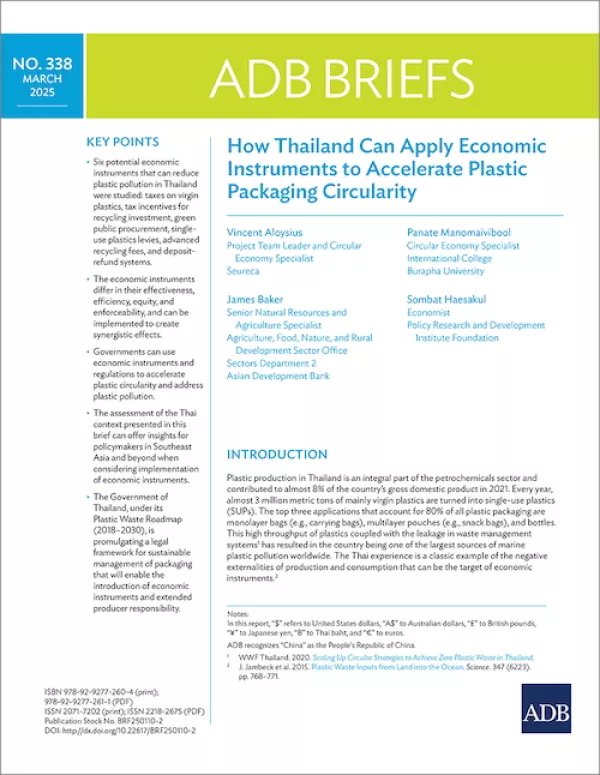 Cover of How Thailand Can Apply Economic Instruments to Accelerate Plastic Packaging Circularity brief.