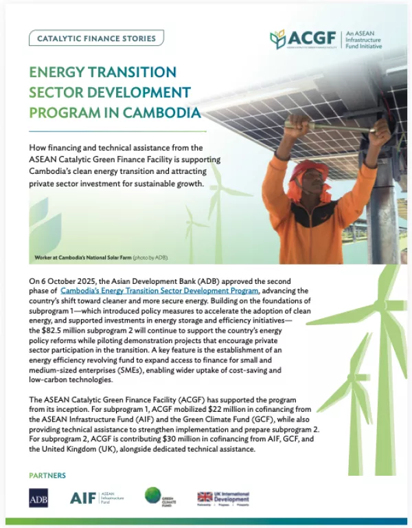 Energy Transition Sector Development Program in Cambodia cover.