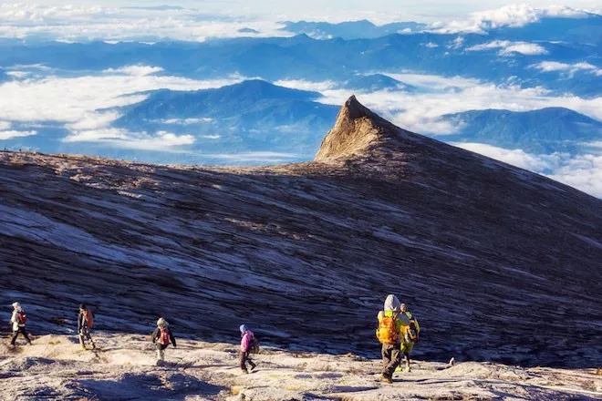 Climbers on Mount Kinabalu, Malaysia.