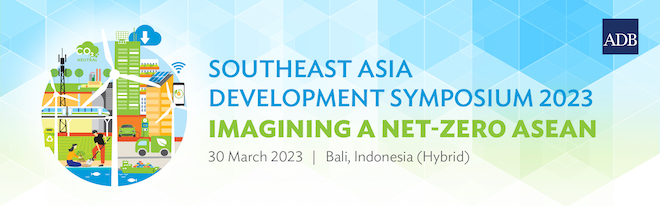 ADB Southeast Asia Development Symposium 2023: Imagining a Net Zero ASEAN event banner.